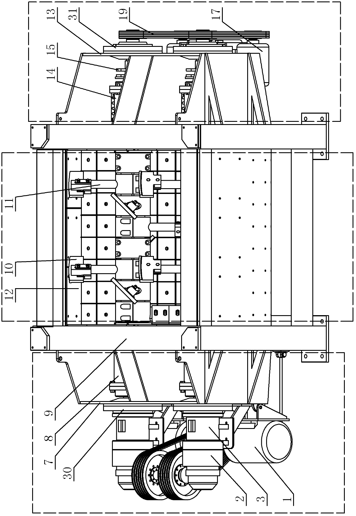 Coupler synchronous type double-horizontal shaft vibration stirring machine