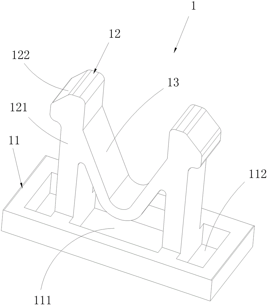 Fastener, pedestal and fastening assembly