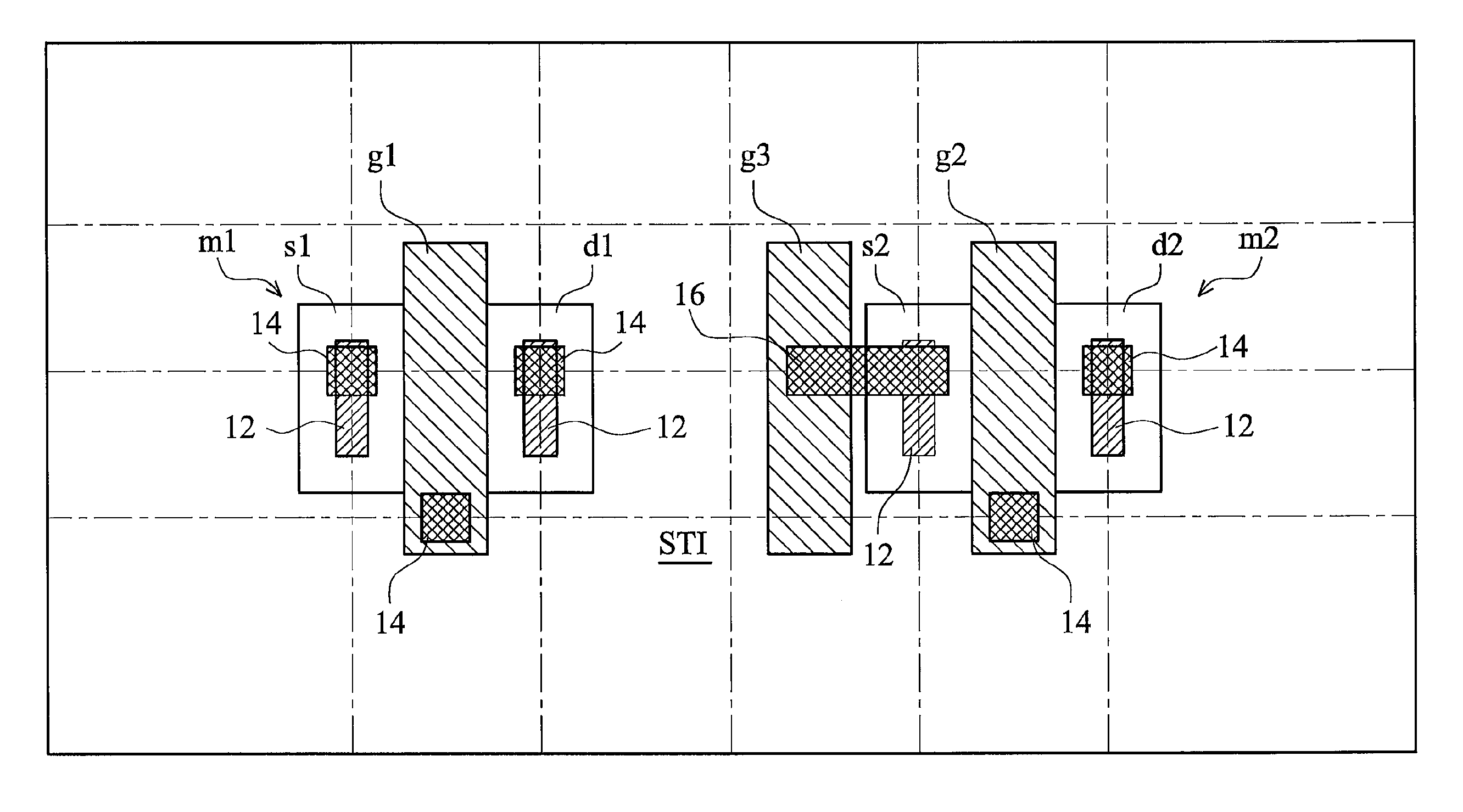 Semiconductor device with contact structure with first/second contacts formed in first/second dielectric layers and method of forming same