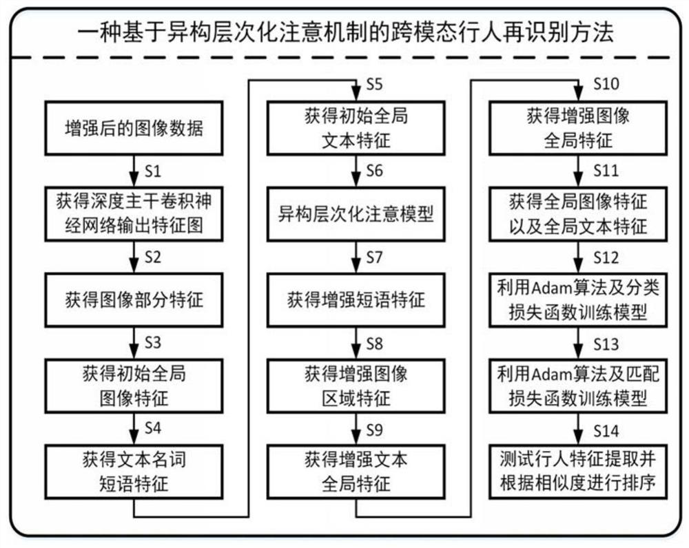 Cross-modal pedestrian re-identification method and system based on heterogeneous hierarchical attention mechanism