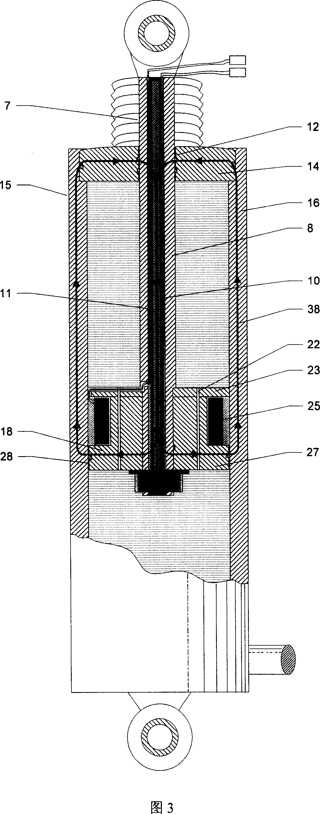 Vehicle suspension vibration damper with relative velocity self-sensing function