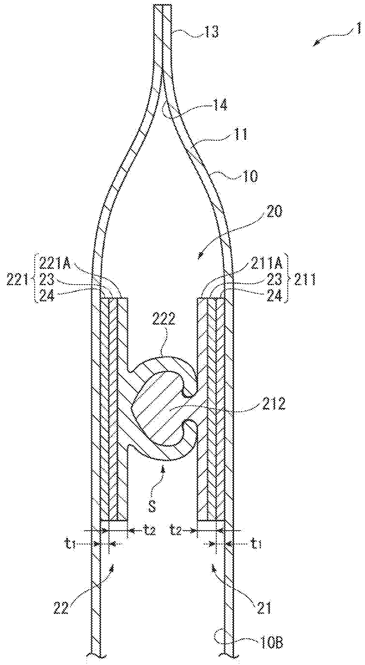 Zipper tape, bag with zipper tape, method for manufacturing bag with zipper tape, long member-bonding method capable of favorably bonding long members, device therefor, and zipper tape-bonding device