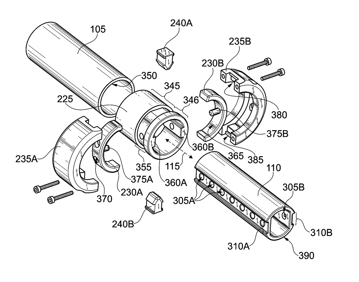 Double-pin locking extensible handle