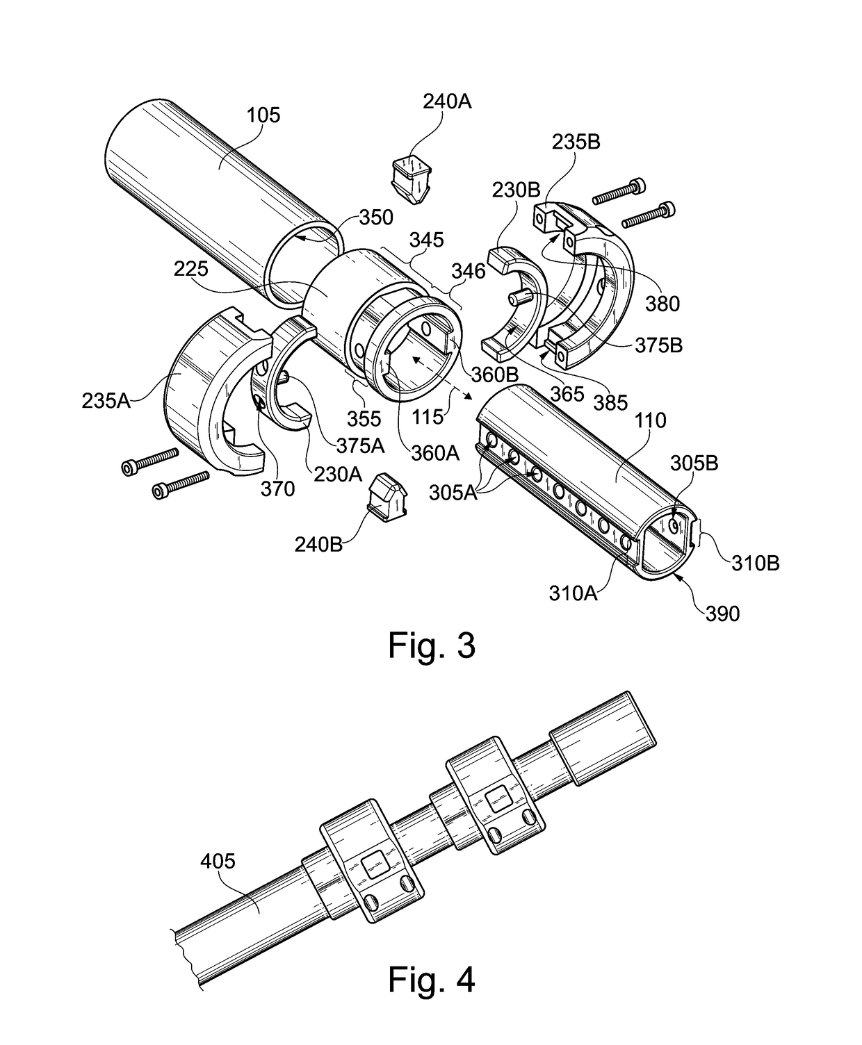 Double-pin locking extensible handle