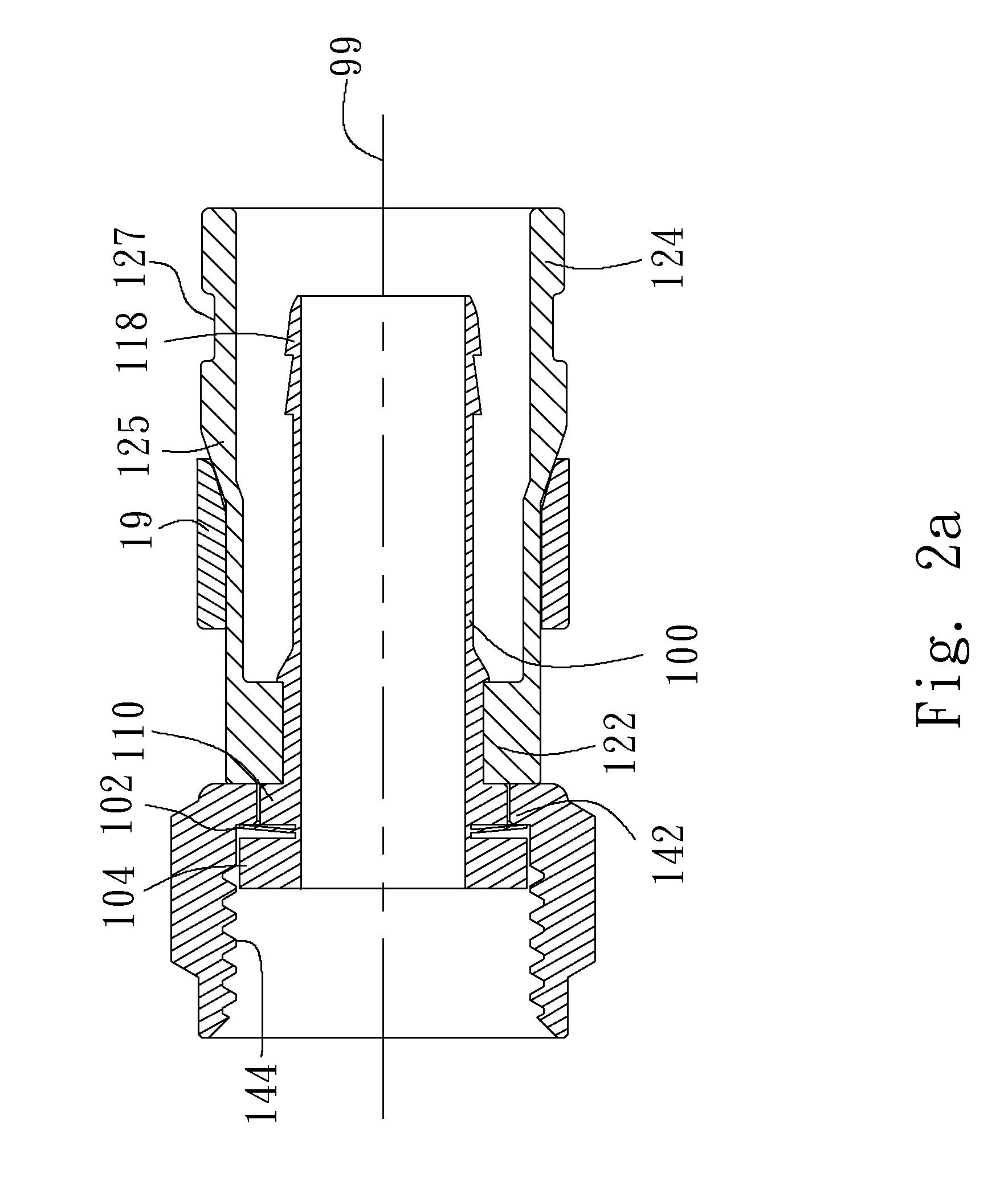 Coaxial cable connector and threaded connector