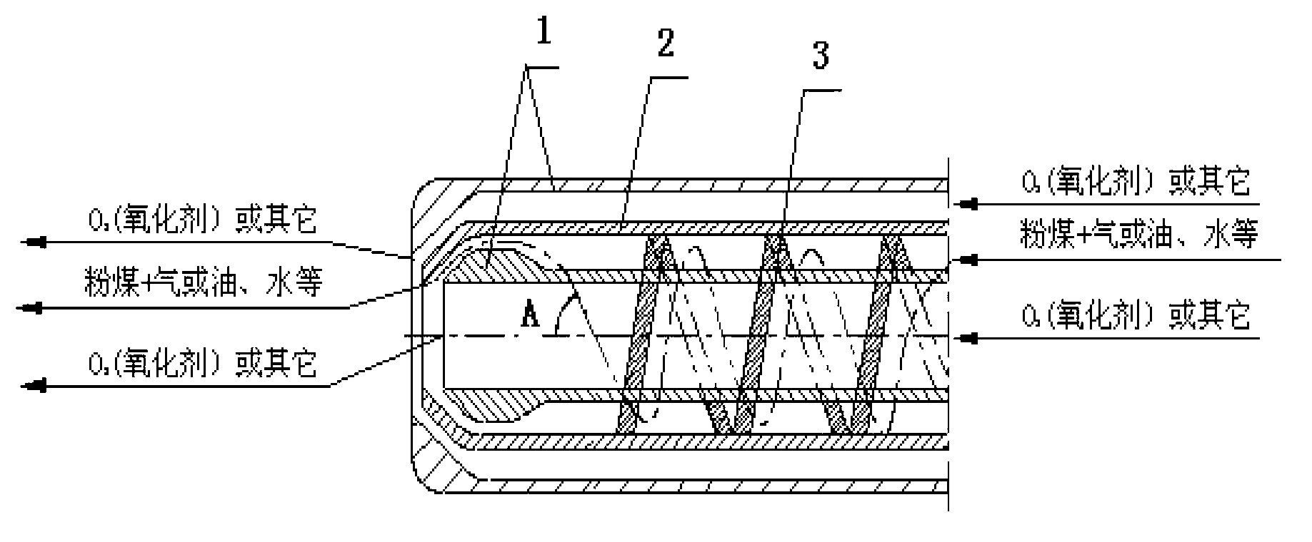 Novel cyclone atomizing device for pulverized-coal burner