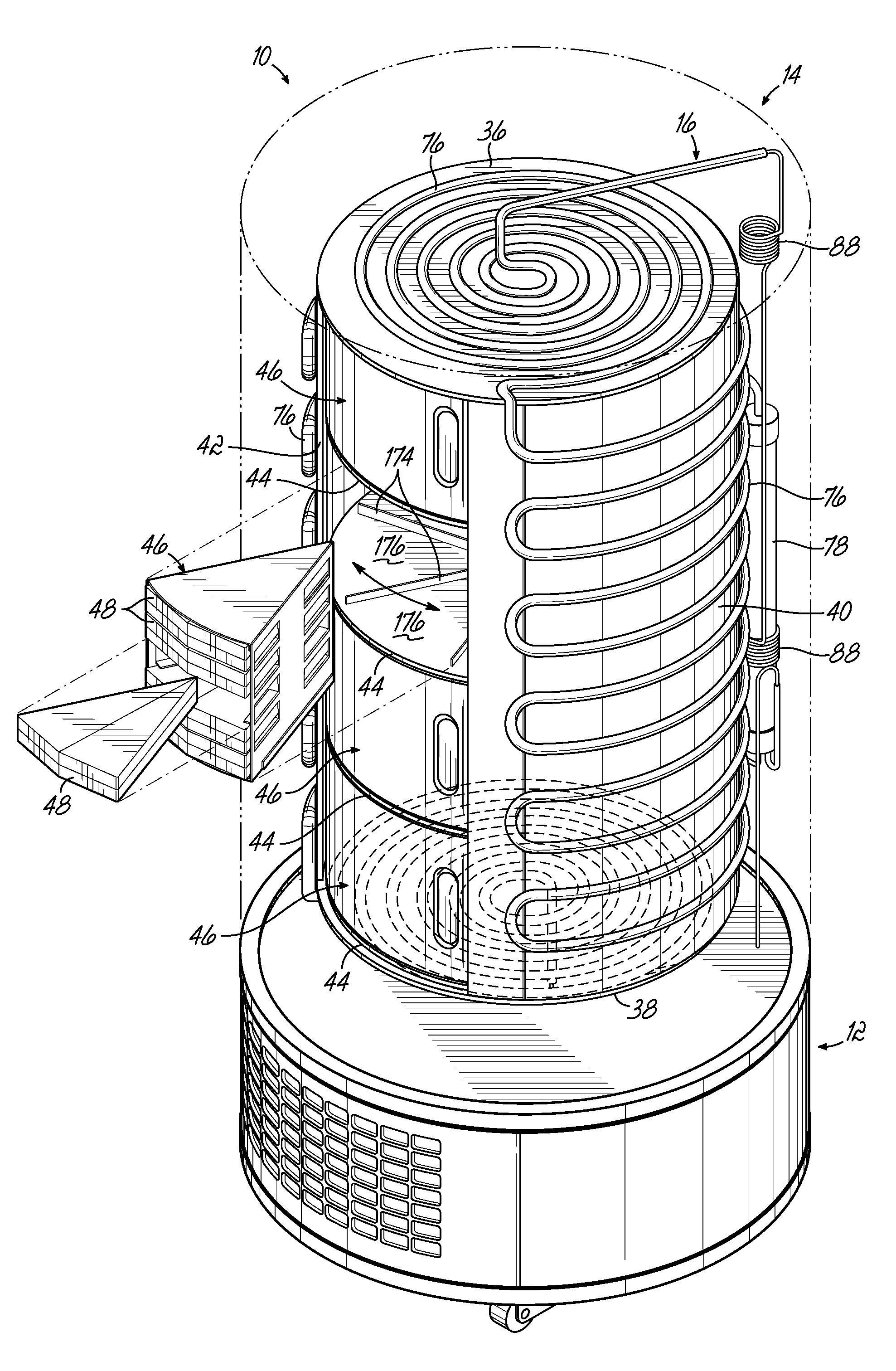 High performance freezer having cylindrical cabinet