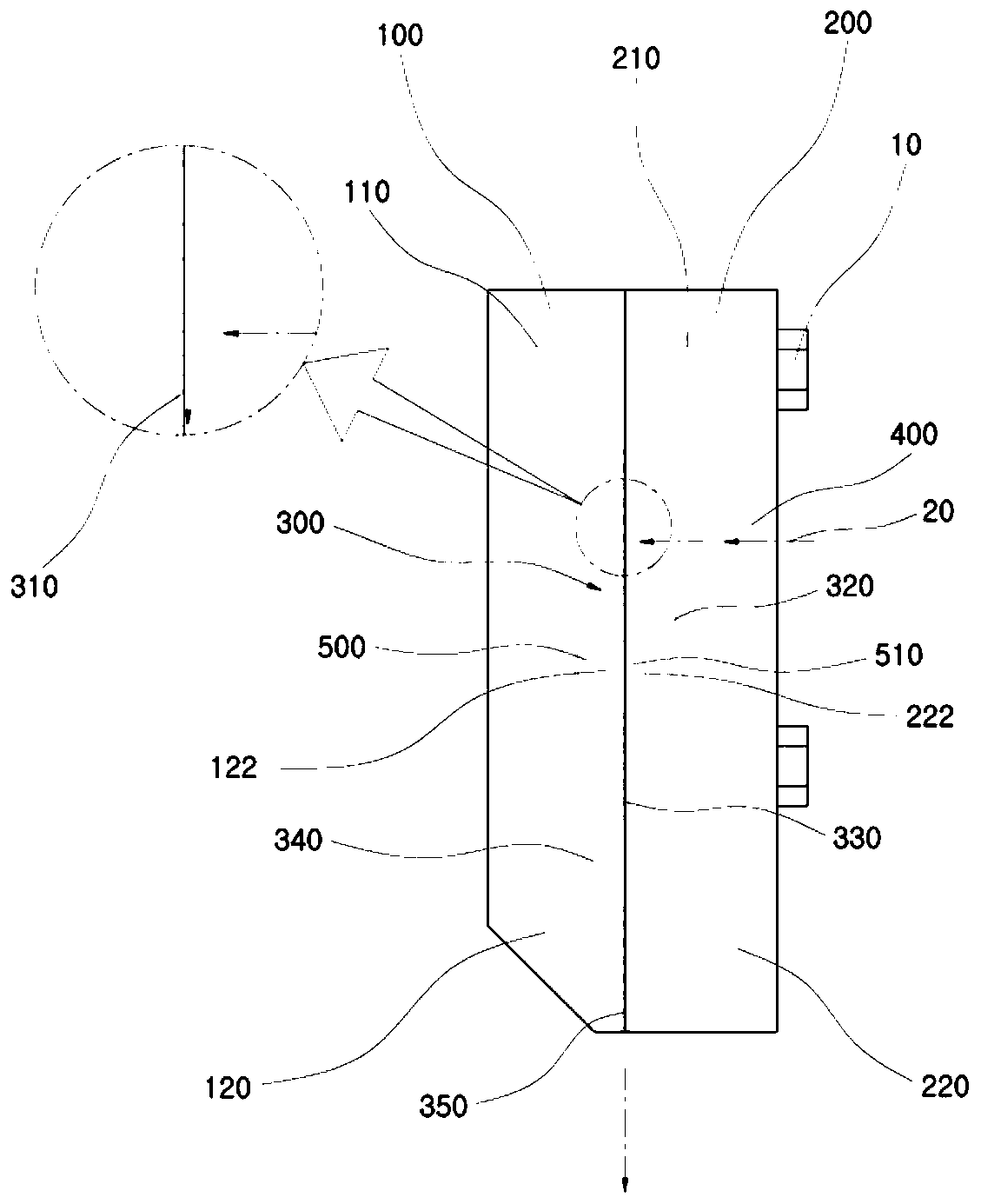 In-shower knife for coating a surface of a display glass