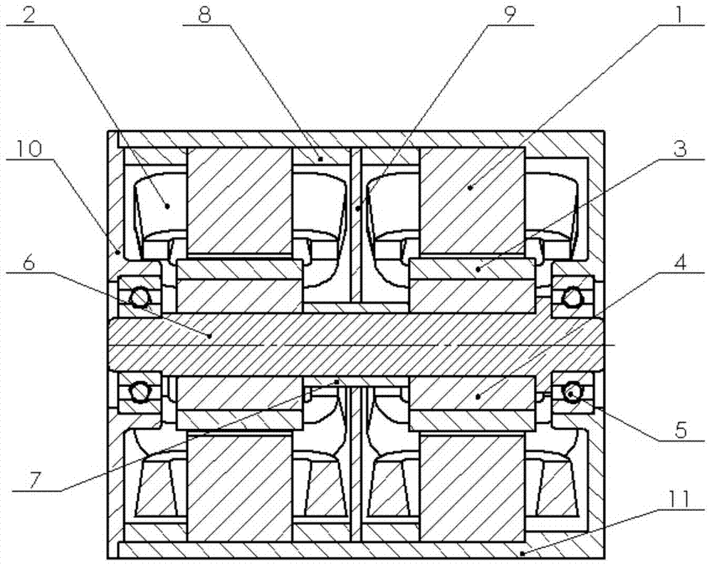 Novel two-section type seven-phase permanent magnet fault-tolerant motor