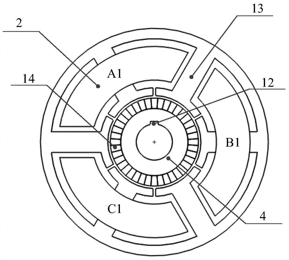 Novel two-section type seven-phase permanent magnet fault-tolerant motor