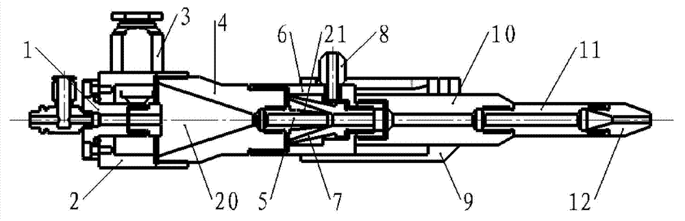 A side-axis powder feeding working head for laser powder processing