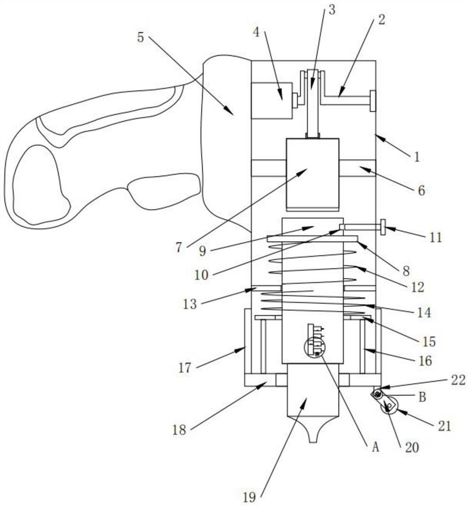 An engine cavity shell mold soil percussion hammer