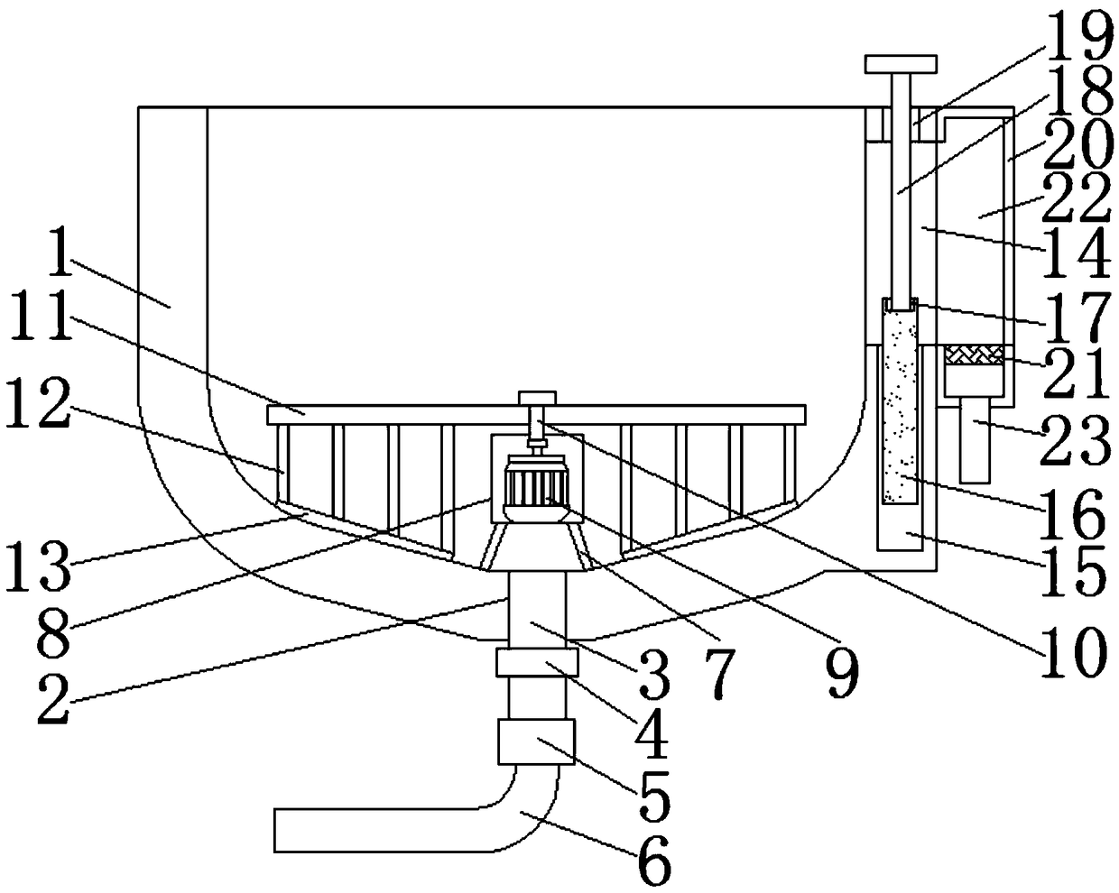 Mechanical stirring and clarifying pond