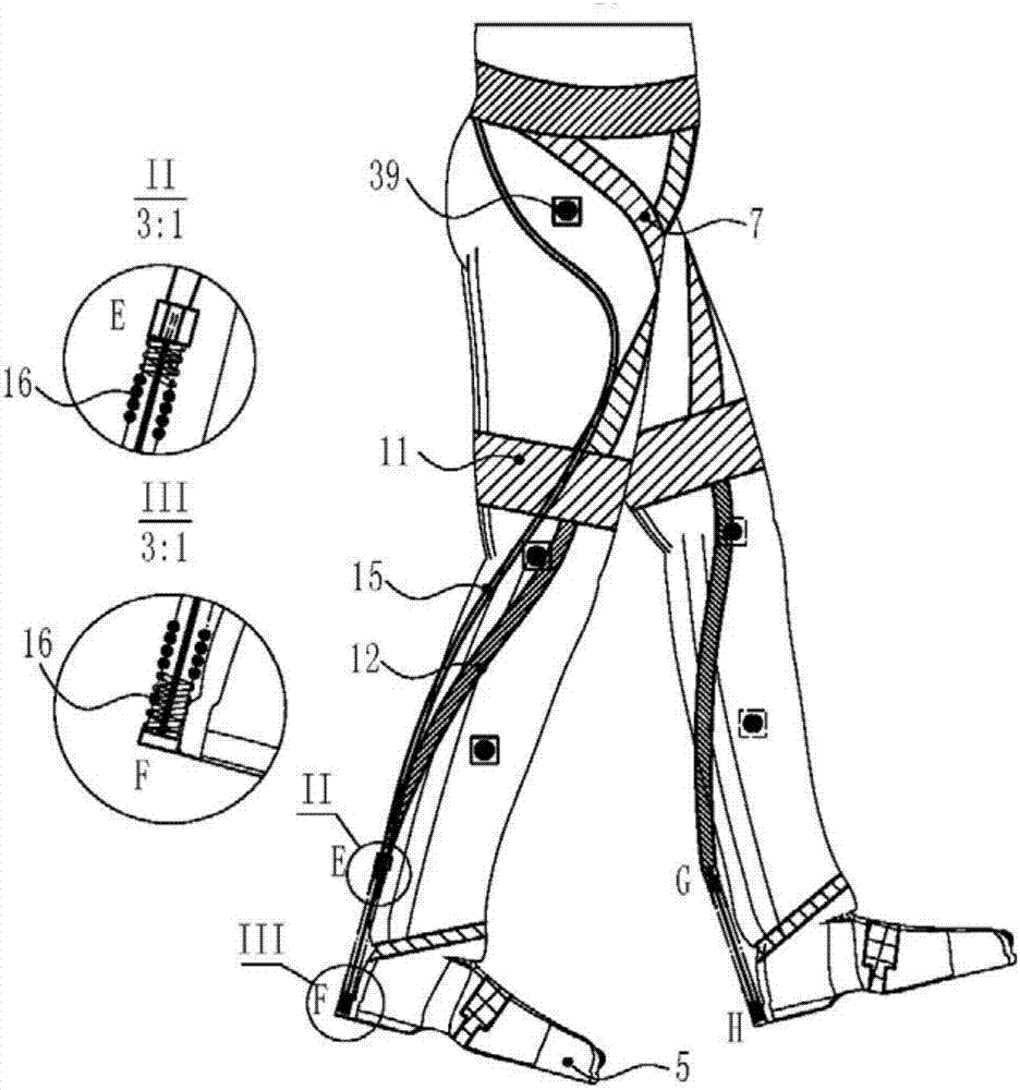 Wearable power-assisting flexible outer garment for lower limbs