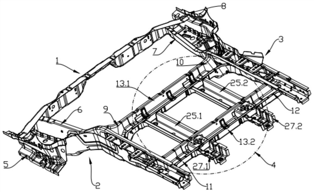 New energy electric vehicle rear floor framework assembly