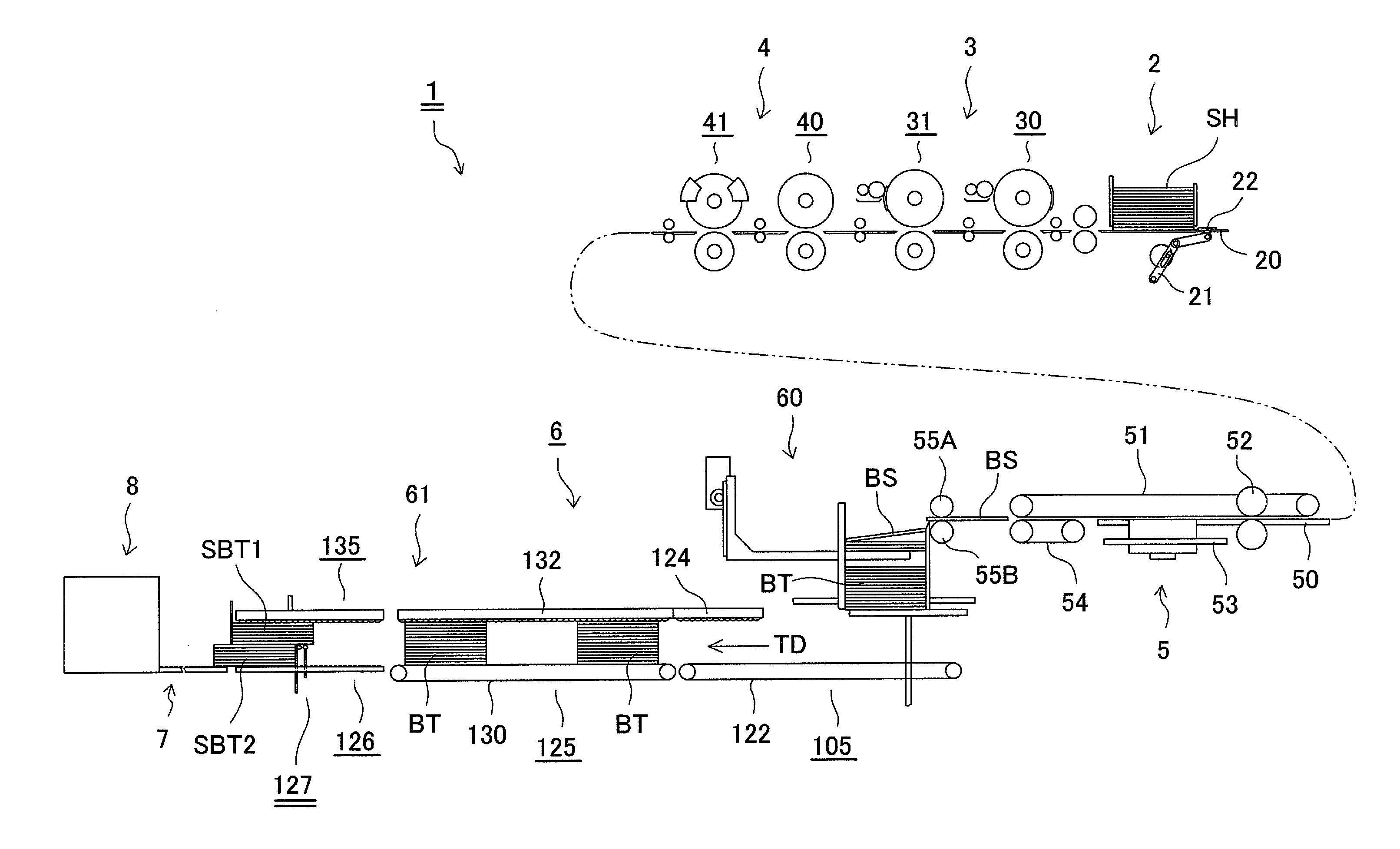 Cardboard sheet batch division device, cardboard sheet counter ejector, and method for dividing cardboard sheet