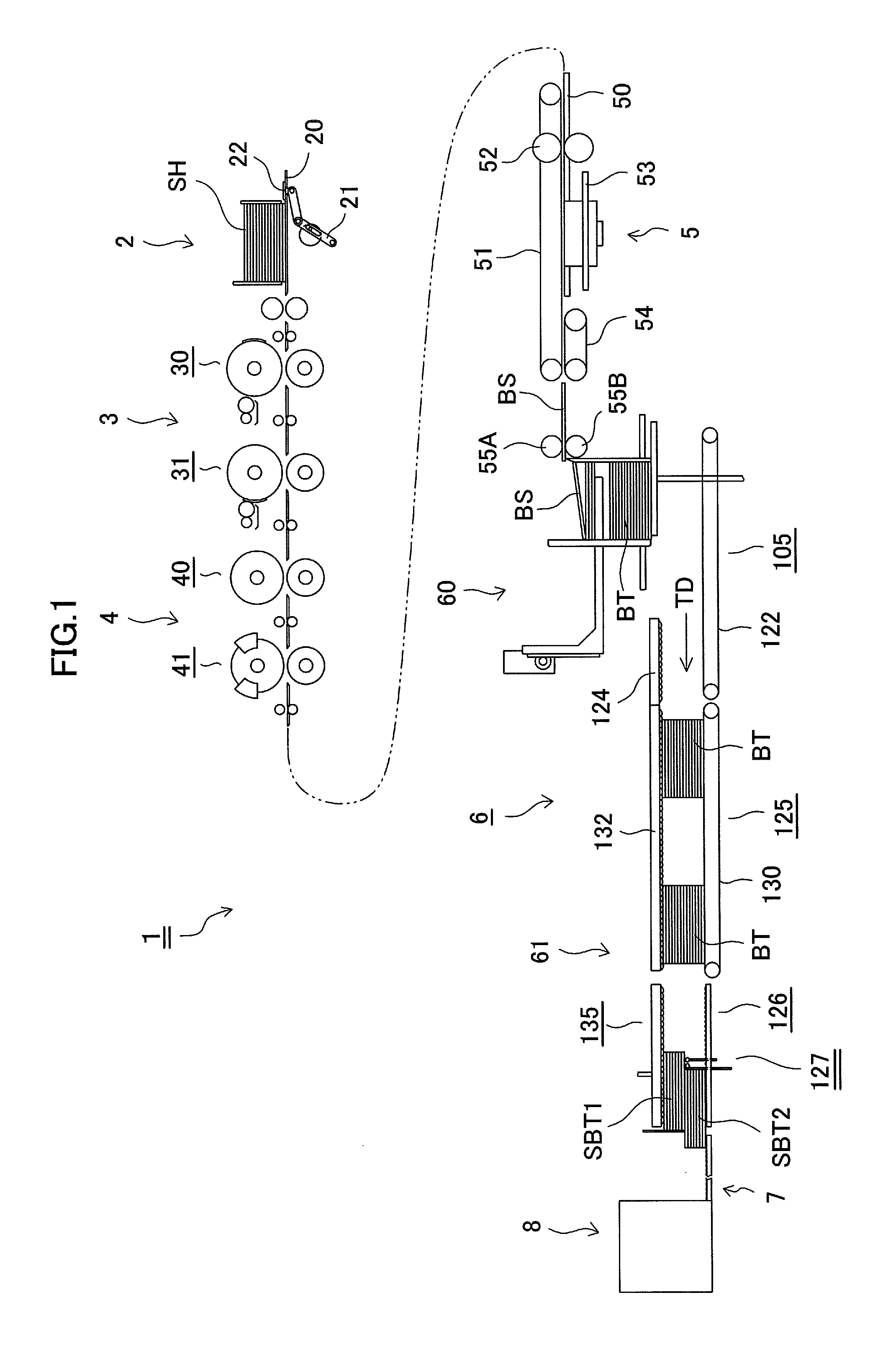 Cardboard sheet batch division device, cardboard sheet counter ejector, and method for dividing cardboard sheet