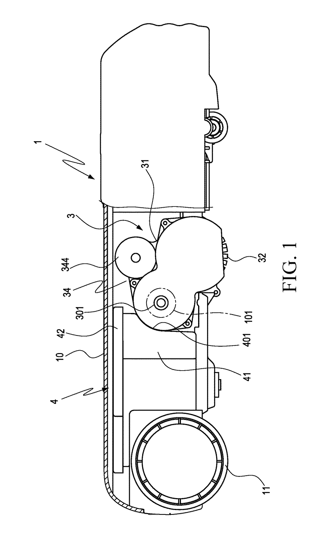 Cleaning device with sweeping and vacuuming functions