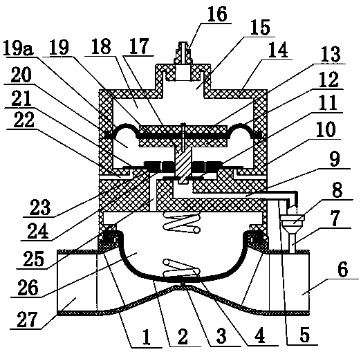 Self-piloting damping vacuum diaphragm valve