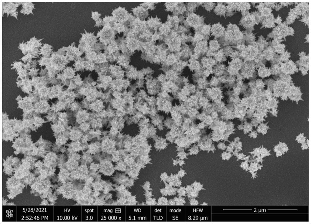 Method for growing gold nanoflower particles with sharp tips by using metal films