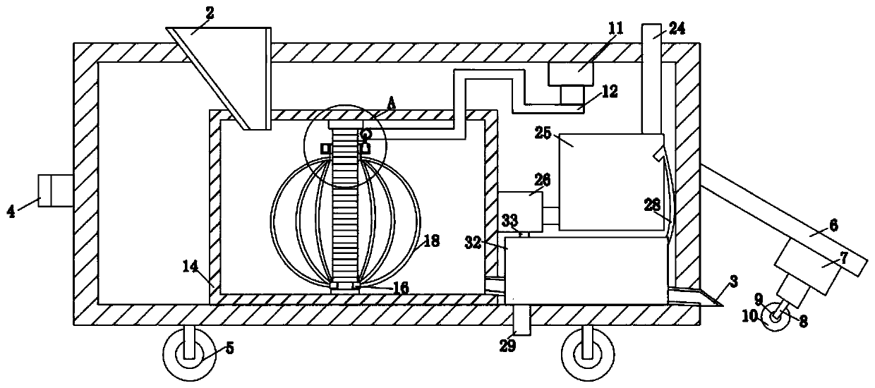 Asphalt paving device with stirring function for highway construction