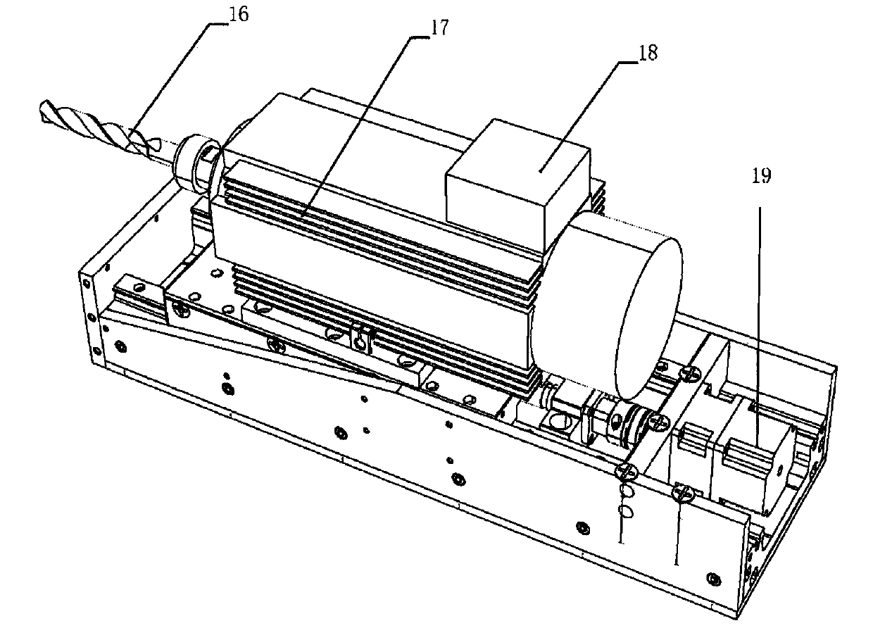 Automatic drilling device for end frames of composite material barrel