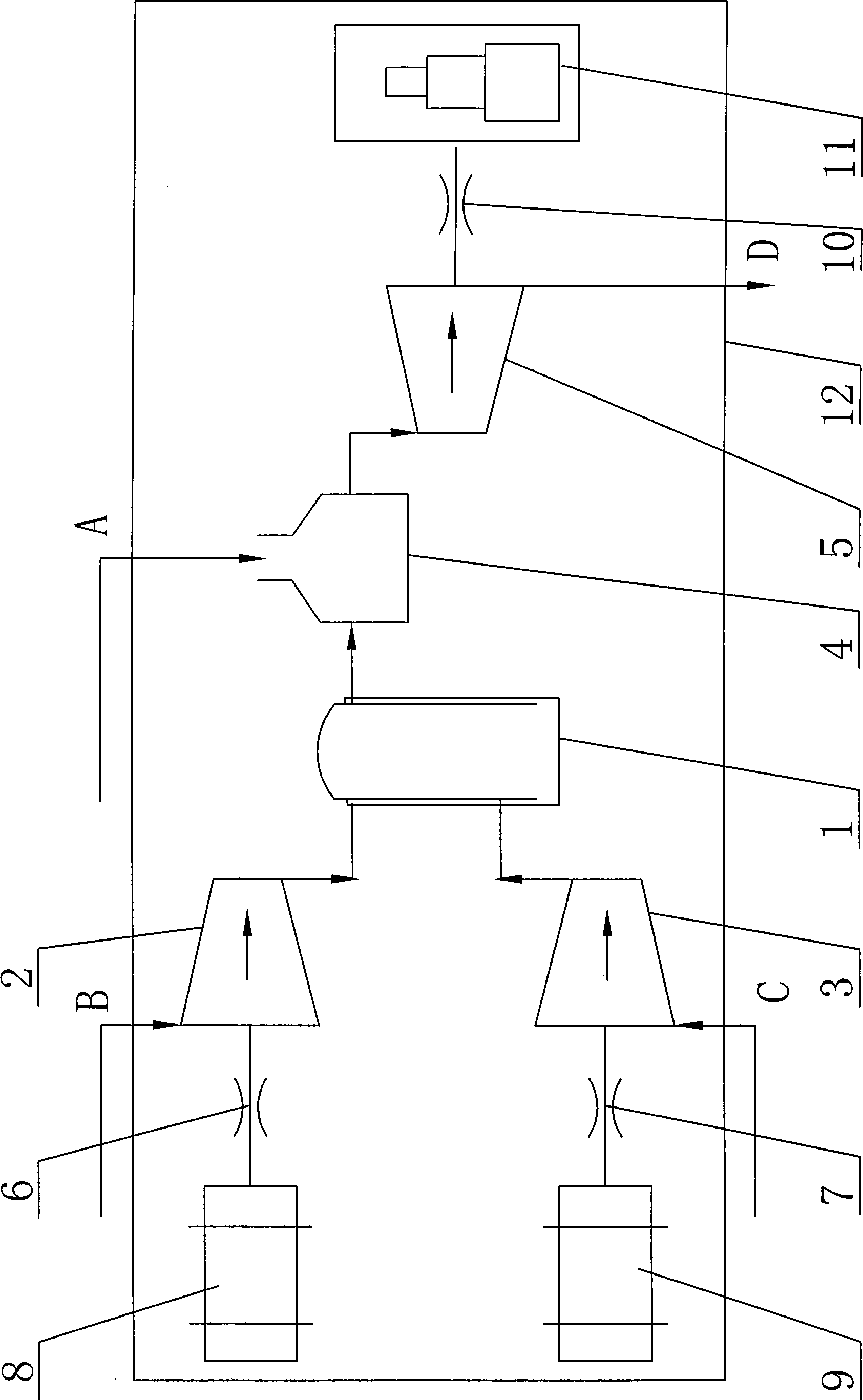 Main pipe type micro turbine group of dual-air compressor