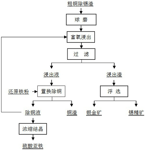 Comprehensive recovery method for tin removal slag of crude copper