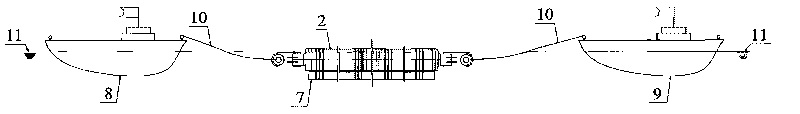 Bound floating pipeline towing pipe method process