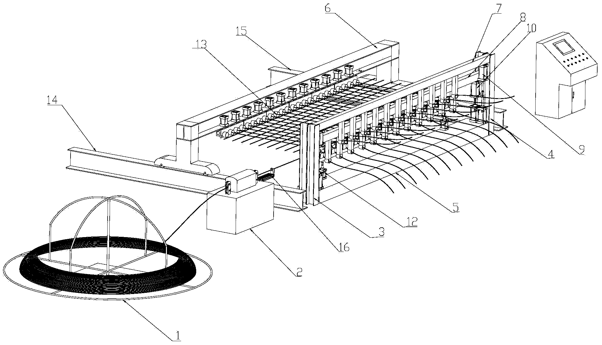 Rebar mesh knitting unit