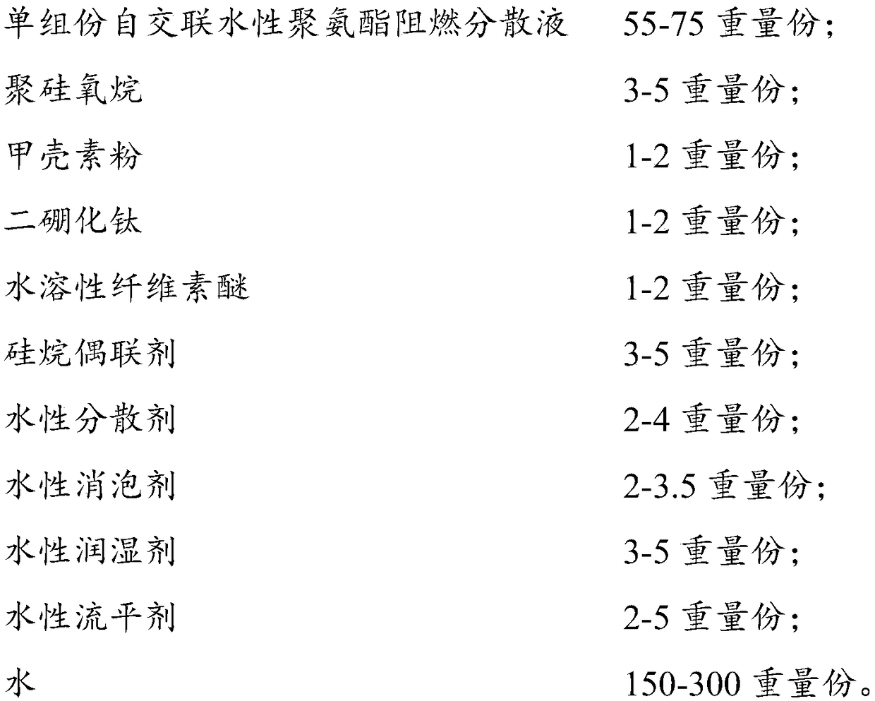 Single-component self-crosslinking waterborne polyurethane flame-retardant dispersion liquid as well as preparation method and application thereof