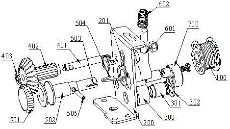 Built-in sewing machine winding mechanism