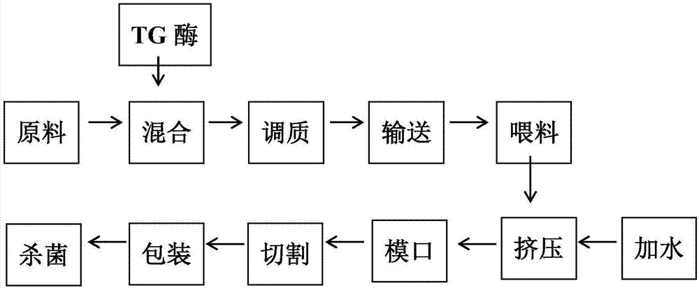 Method for improving quality of high-moisture peanut drawing protein by TG enzyme