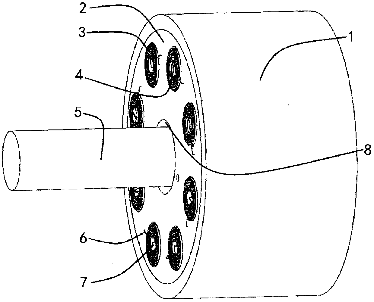 Coil spring combined elastic mechanism through rope transmission