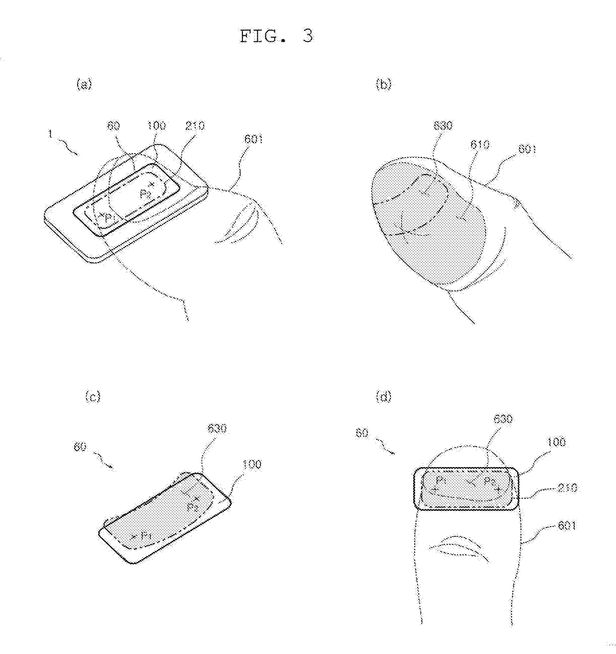 Touch device using thumb