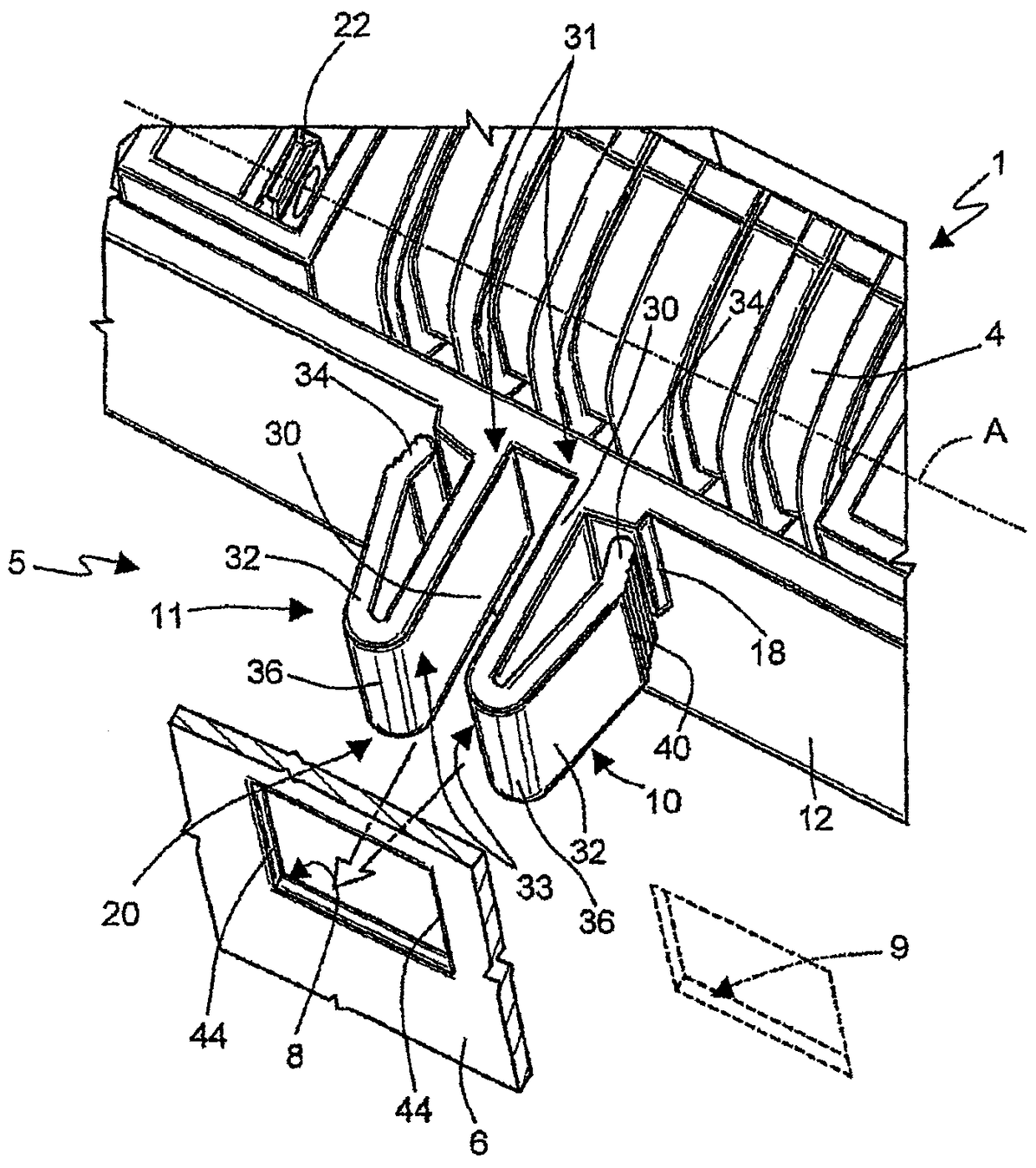 Gas lighting device having simplified fastening means to an electric household appliance, in particular a cooking range