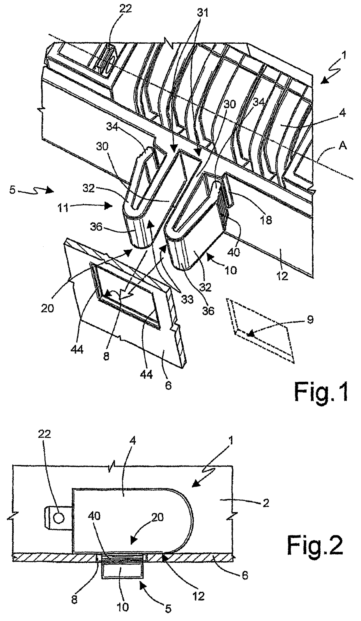 Gas lighting device having simplified fastening means to an electric household appliance, in particular a cooking range