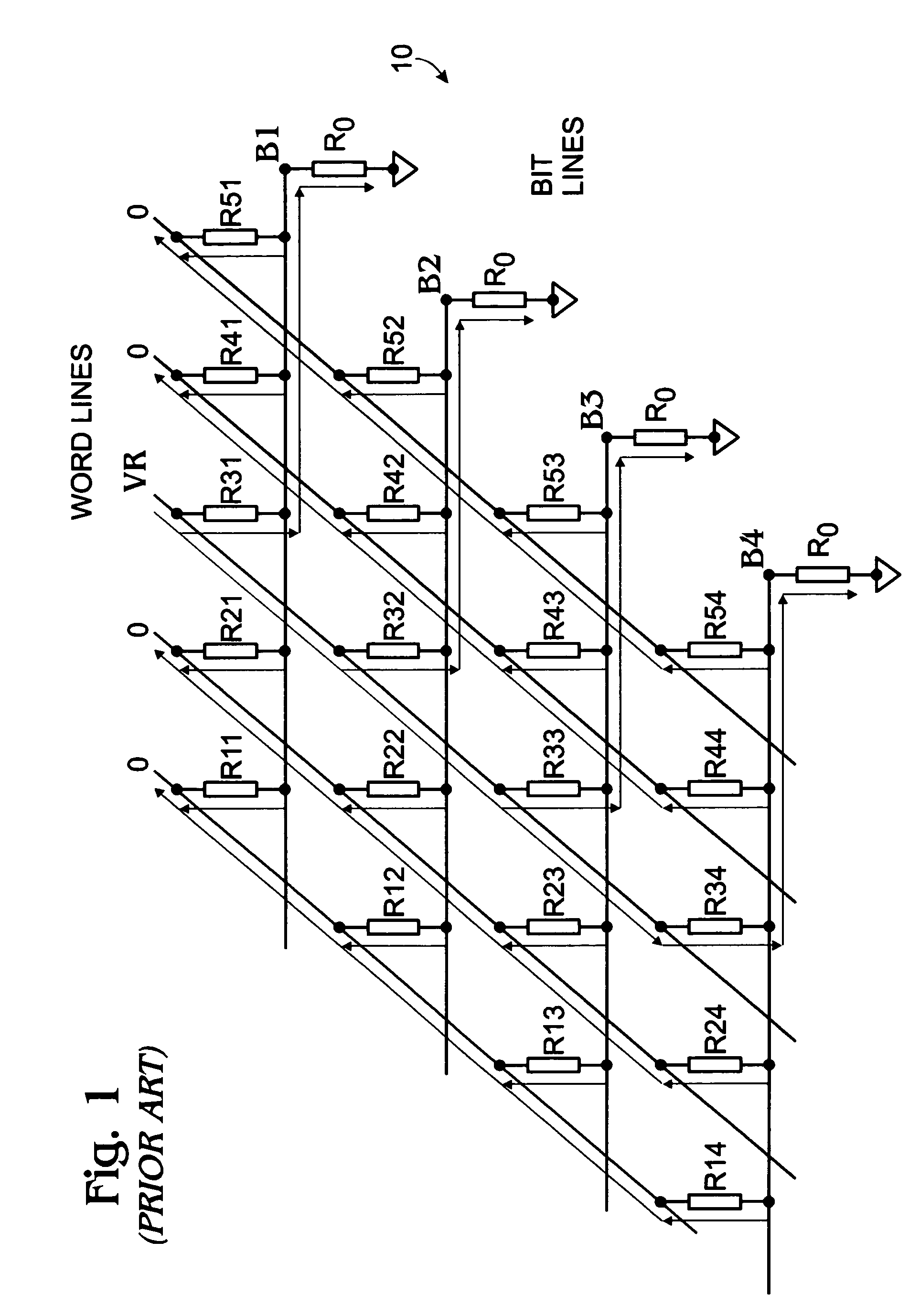 Cross-point RRAM memory array having low bit line crosstalk