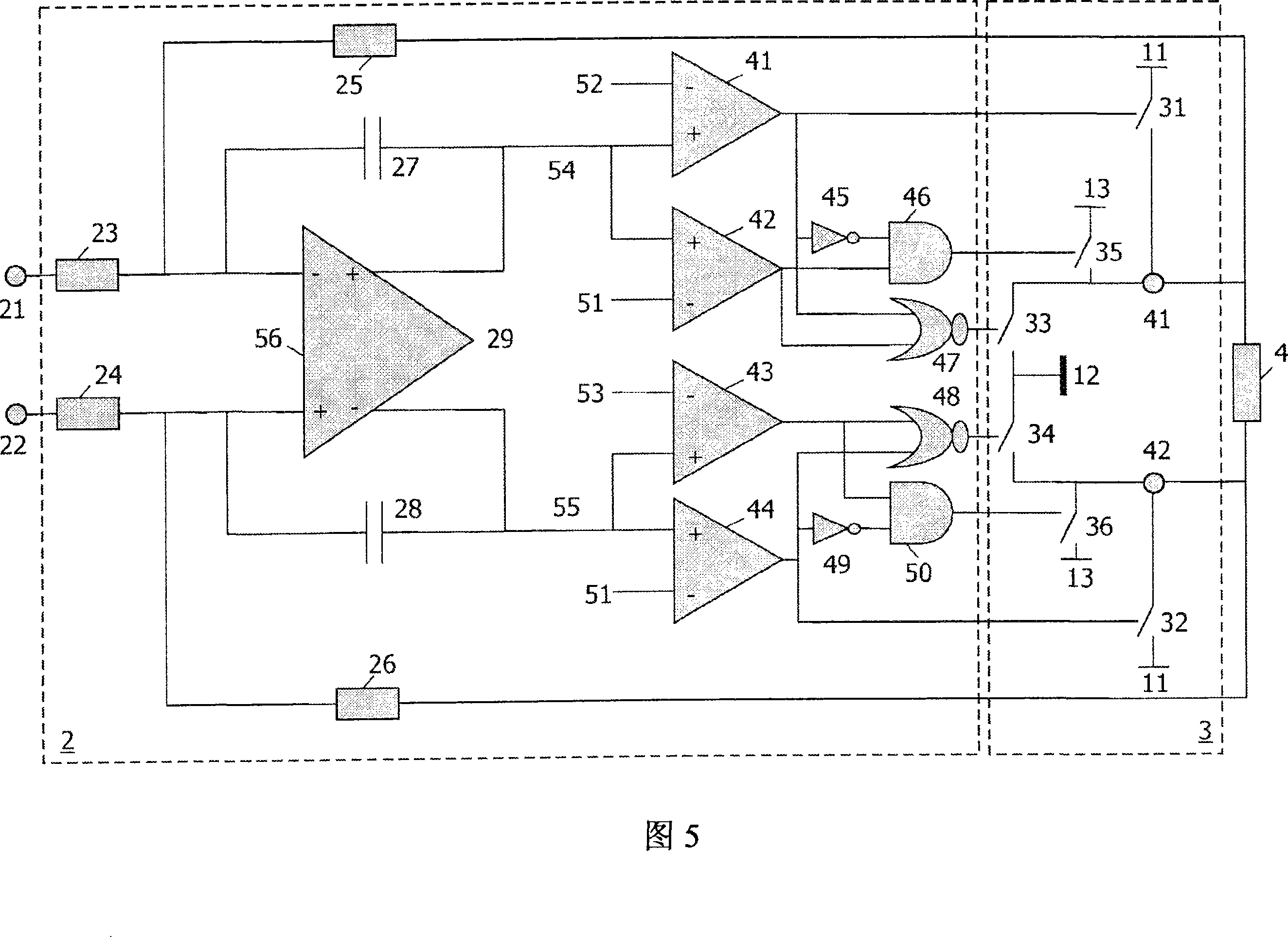 Device comprising a switching amplifier and a load