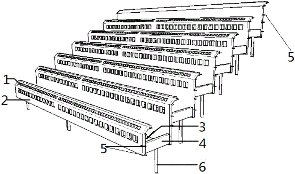 Contour planting ecological management method and structural body thereof in medium-steep soil slope drawdown area