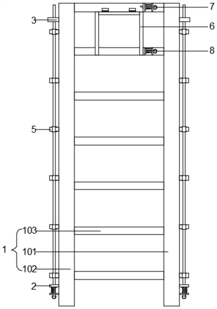 Construction ladder with quick-folding guardrail installed