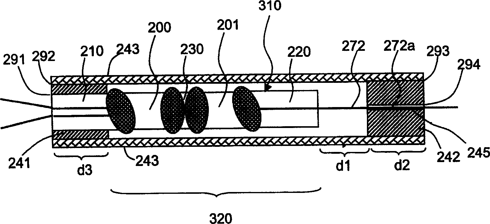 Packing method and structure of optical fiber optical element