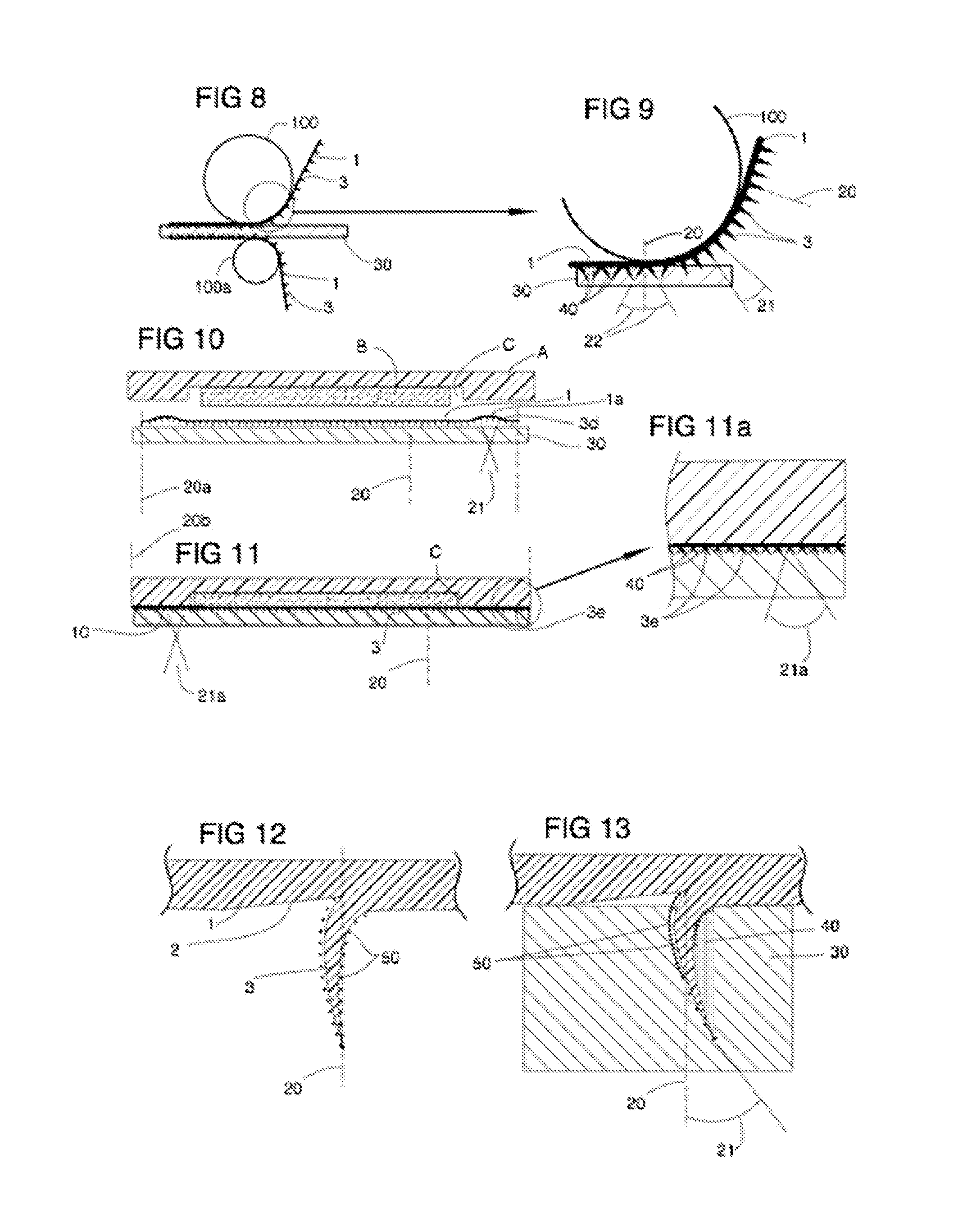 Material with self-locking barbs