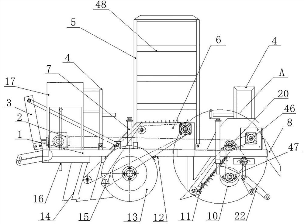 Outcrop cultivation, film mulching and soil covering combined machine for codonopsis pilosula and astragalus membranaceus