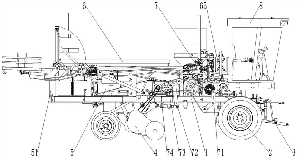 A self-propelled picking, baling and palletizing integrated machine