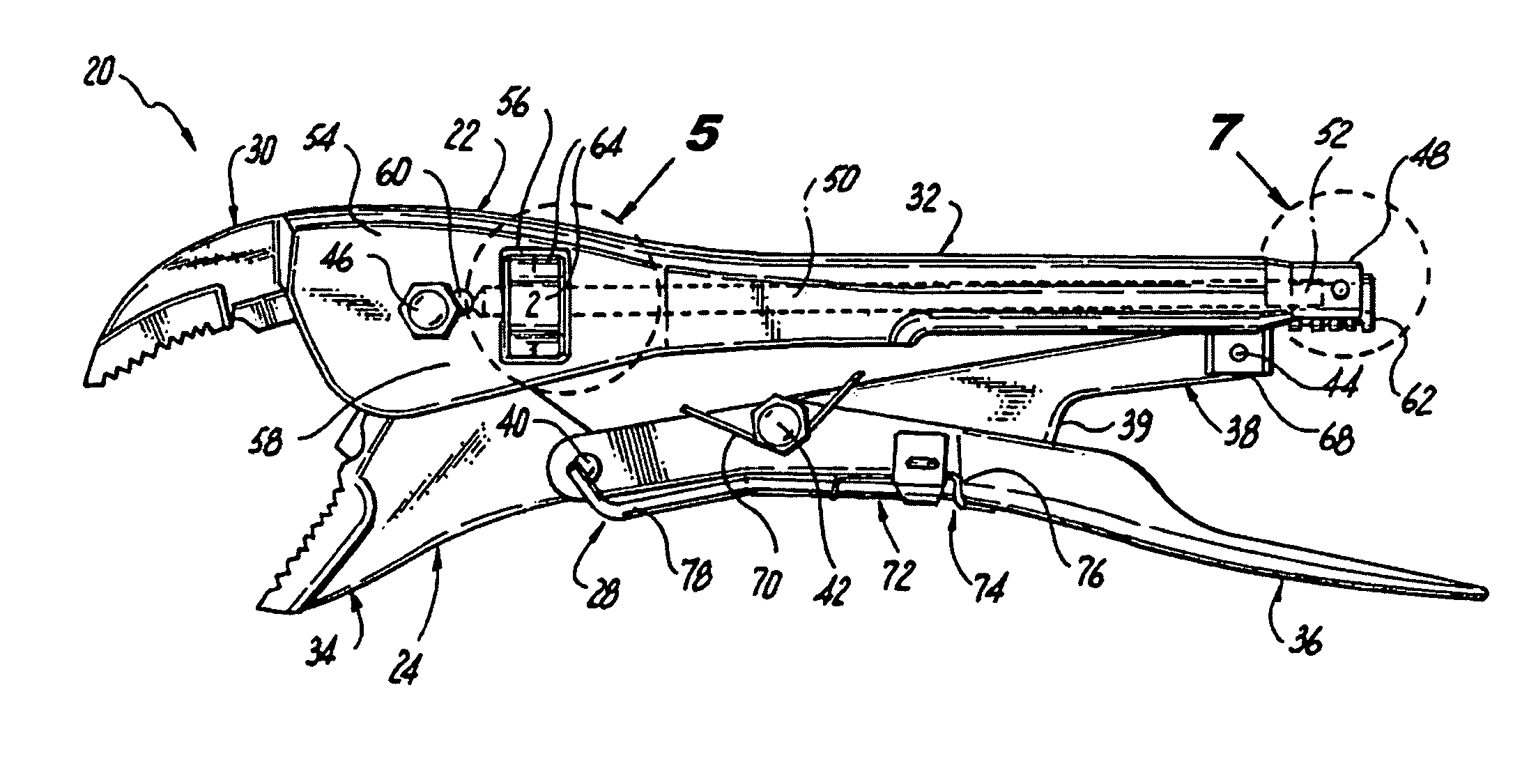 Locking pliers for being one-handed adjustable, clampable, and releasable