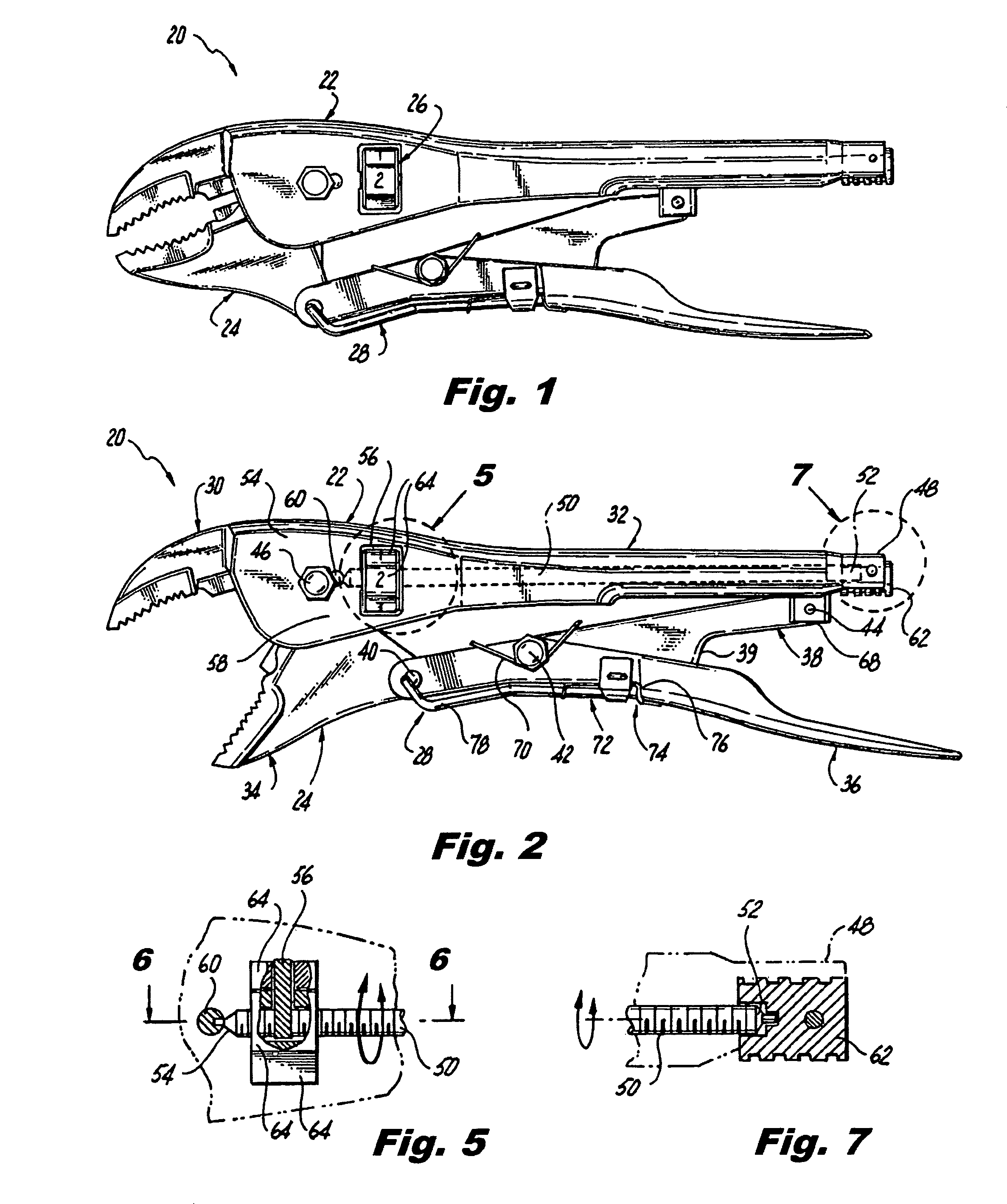 Locking pliers for being one-handed adjustable, clampable, and releasable