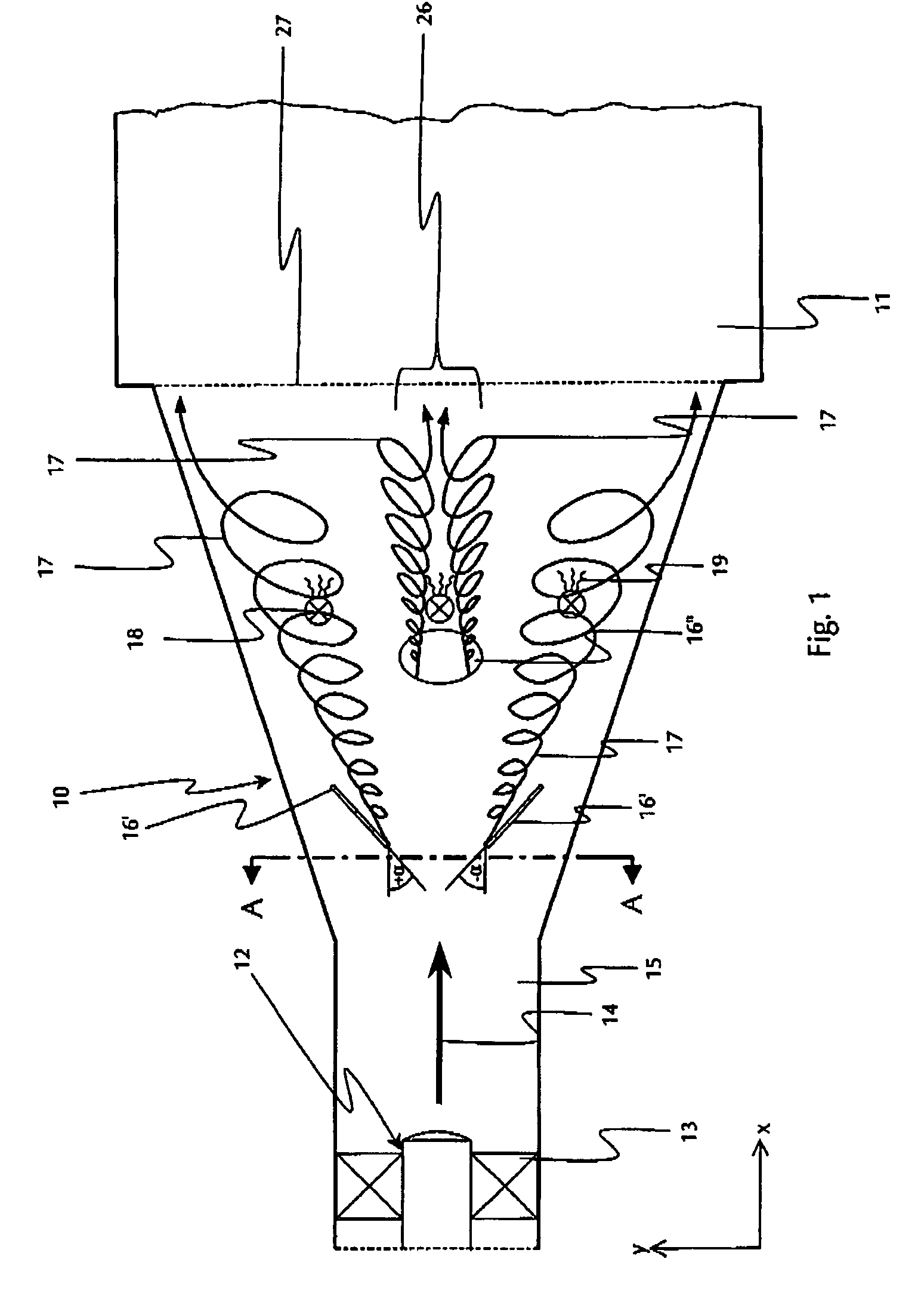 Exhaust gas guide of a gas turbine and method for mixing the exhaust gas of the gas turbine