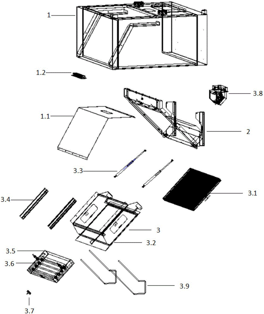 Easy-to-clean UV smoke hood with overturning structure