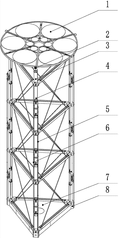 Telescopic truss type binary optical space camera and on-orbit work method thereof